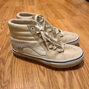 Vans High-Top Sneakers in Beige and White